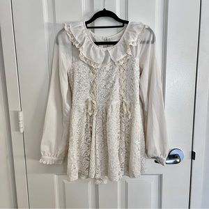 Liz Lisa Cream Lace Ruffled Collar Top
